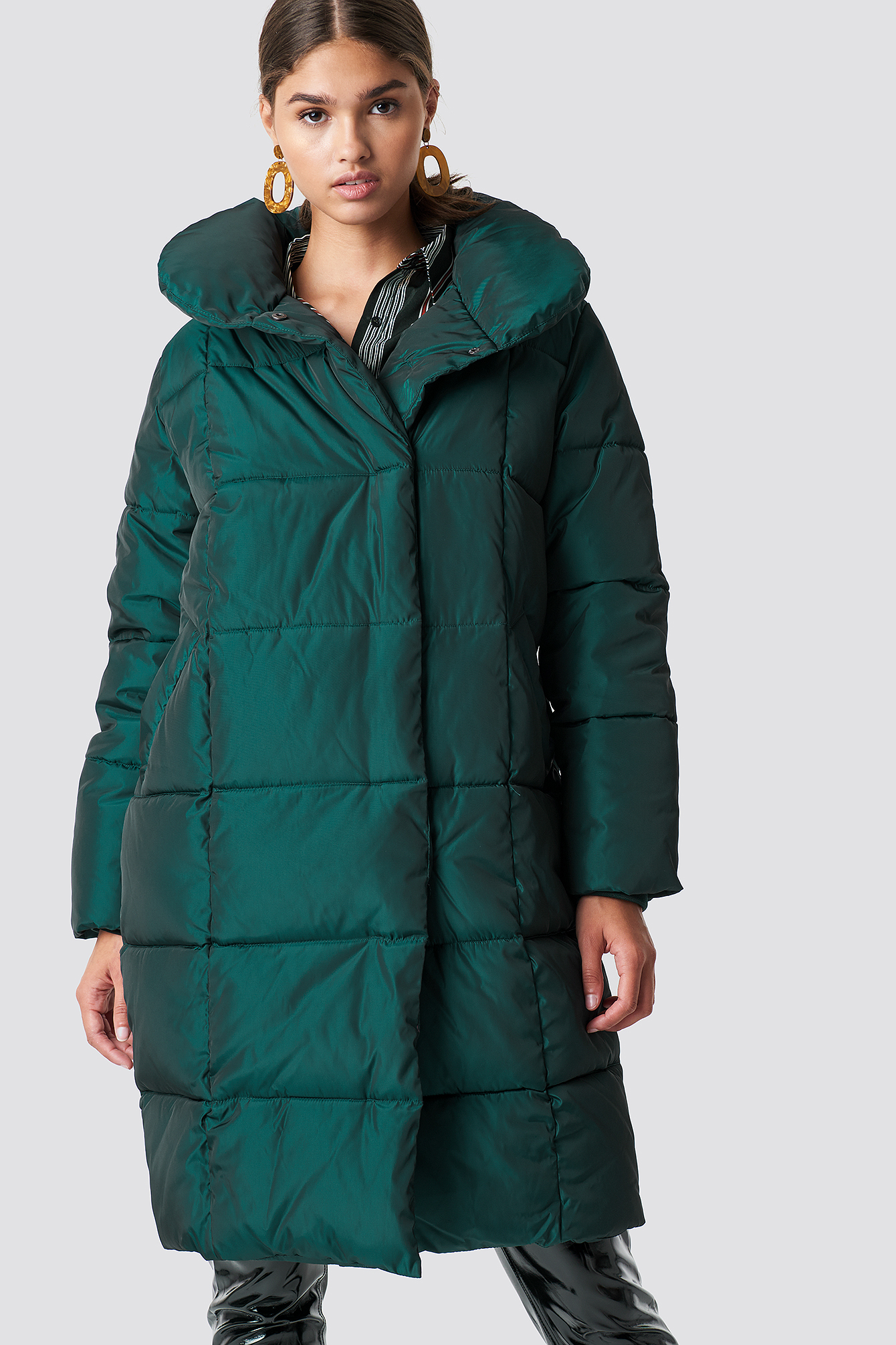 Shawl Collar Shiny Padded Jacket NA-KDLOUNGE.DE