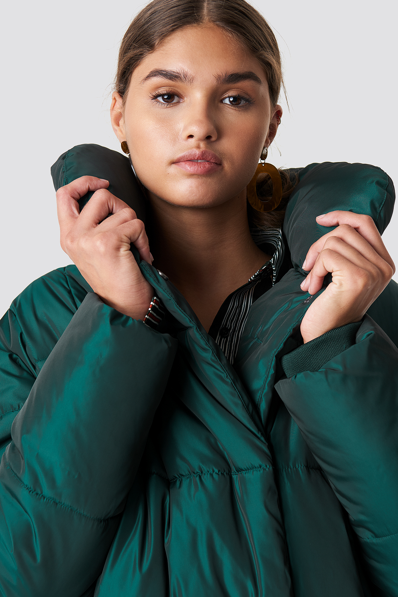 Shawl Collar Shiny Padded Jacket NA-KDLOUNGE.DE