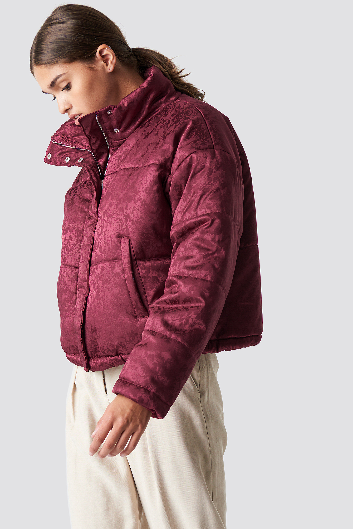 Shiny Jacquard Puff Jacket NA-KDLOUNGE.DE