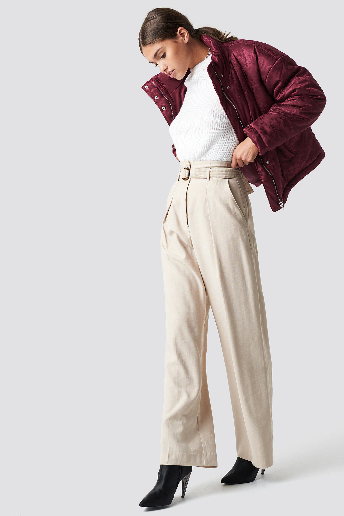 Shiny Jacquard Puff Jacket NA-KDLOUNGE.DE