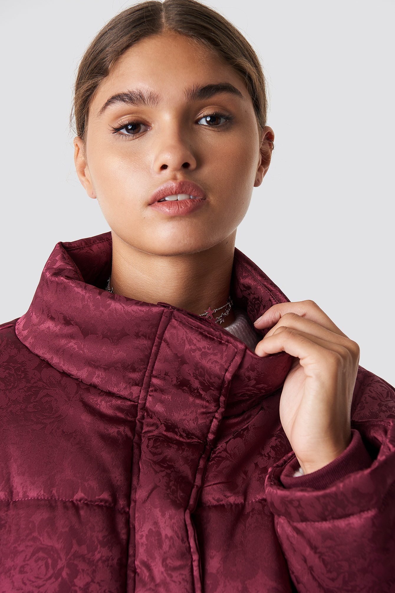 Shiny Jacquard Puff Jacket NA-KDLOUNGE.DE
