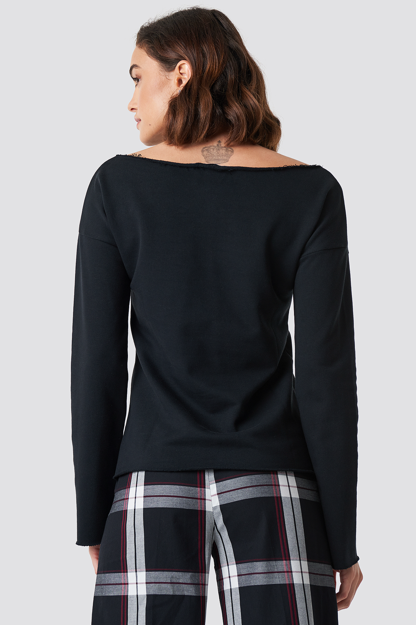Raw Edge Boat Neck Top NA-KDLOUNGE.DE