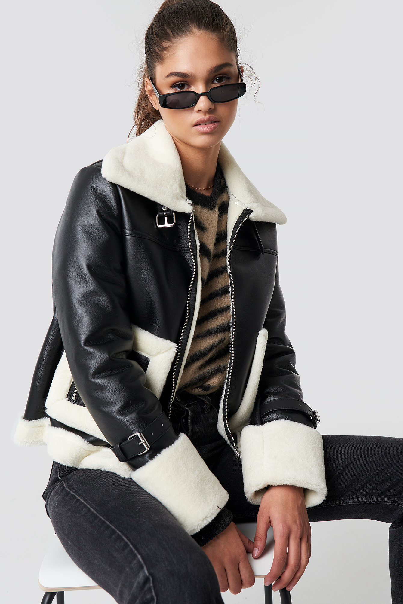 Contrast Bonded Aviator Jacket NA-KDLOUNGE.DE