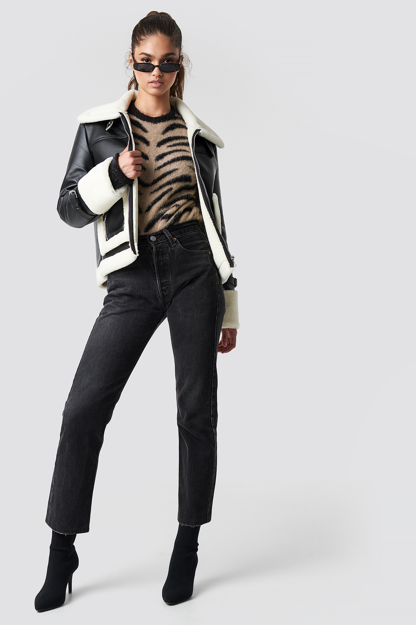 Contrast Bonded Aviator Jacket NA-KDLOUNGE.DE