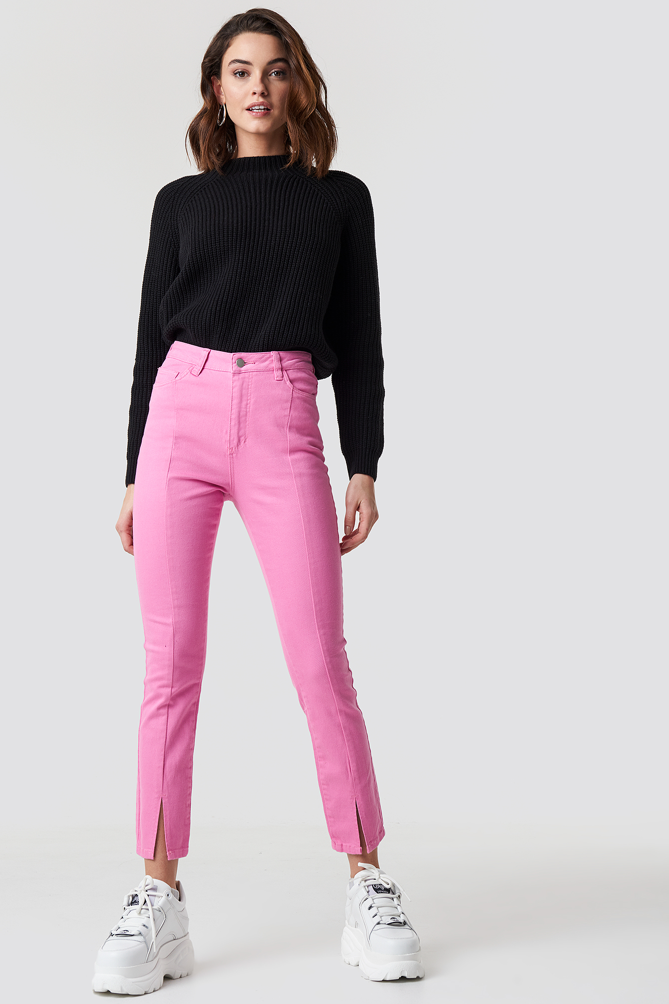 Highwaist Skinny Front Slit Jeans NA-KDLOUNGE.DE