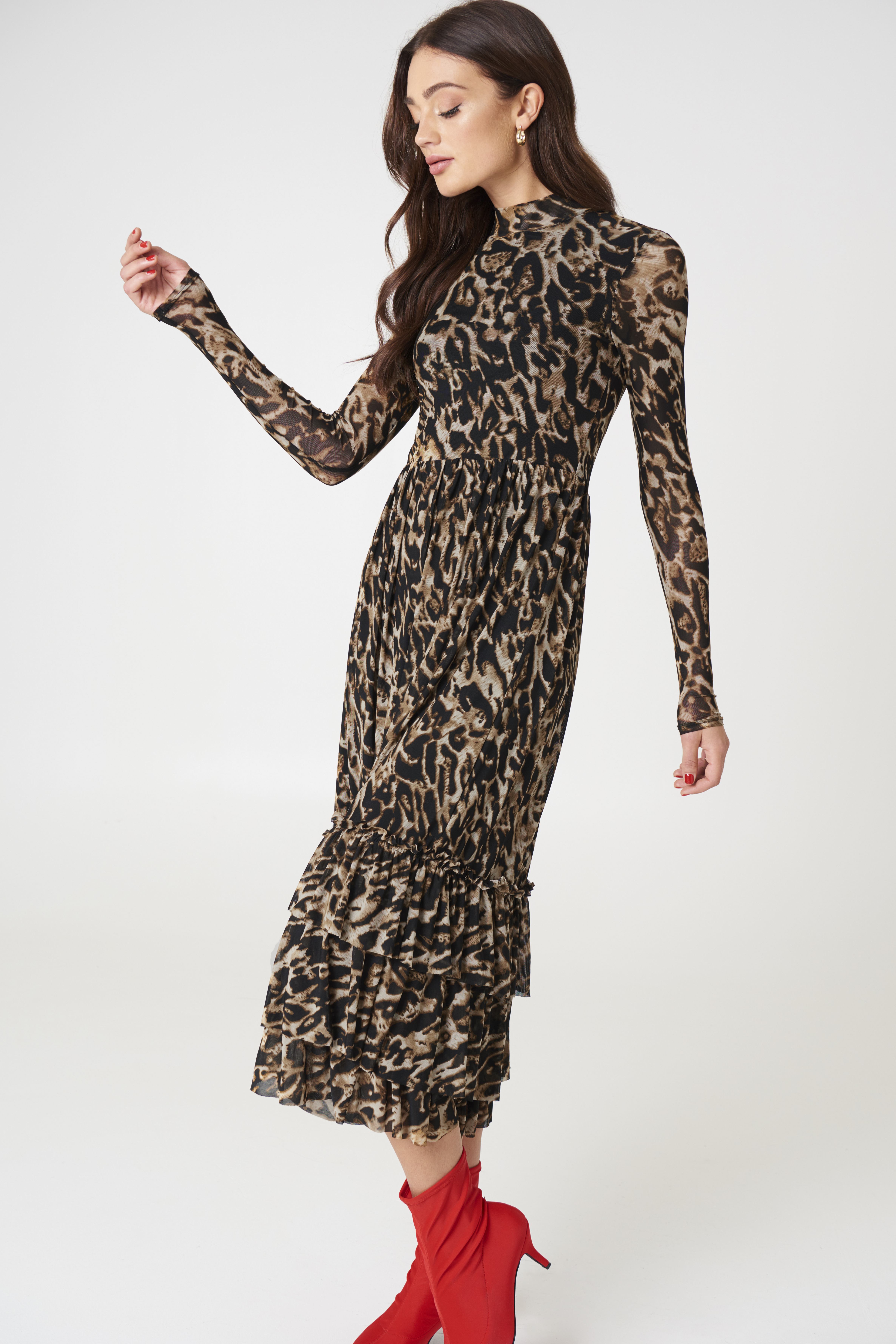 Leo Mesh Frill Dress NA-KDLOUNGE.DE