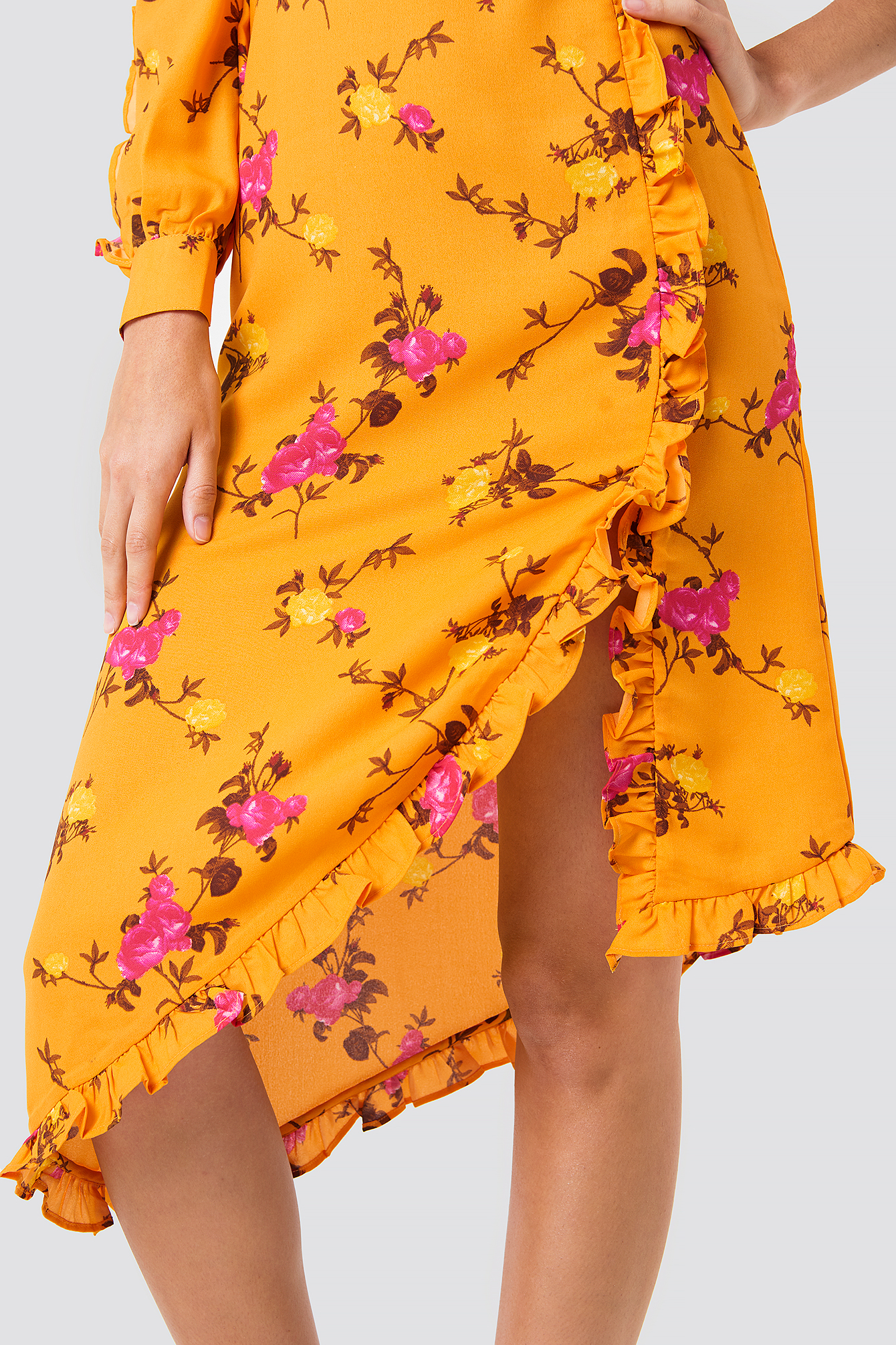 One Sleeve High Neck Frill Dress NA-KDLOUNGE.DE