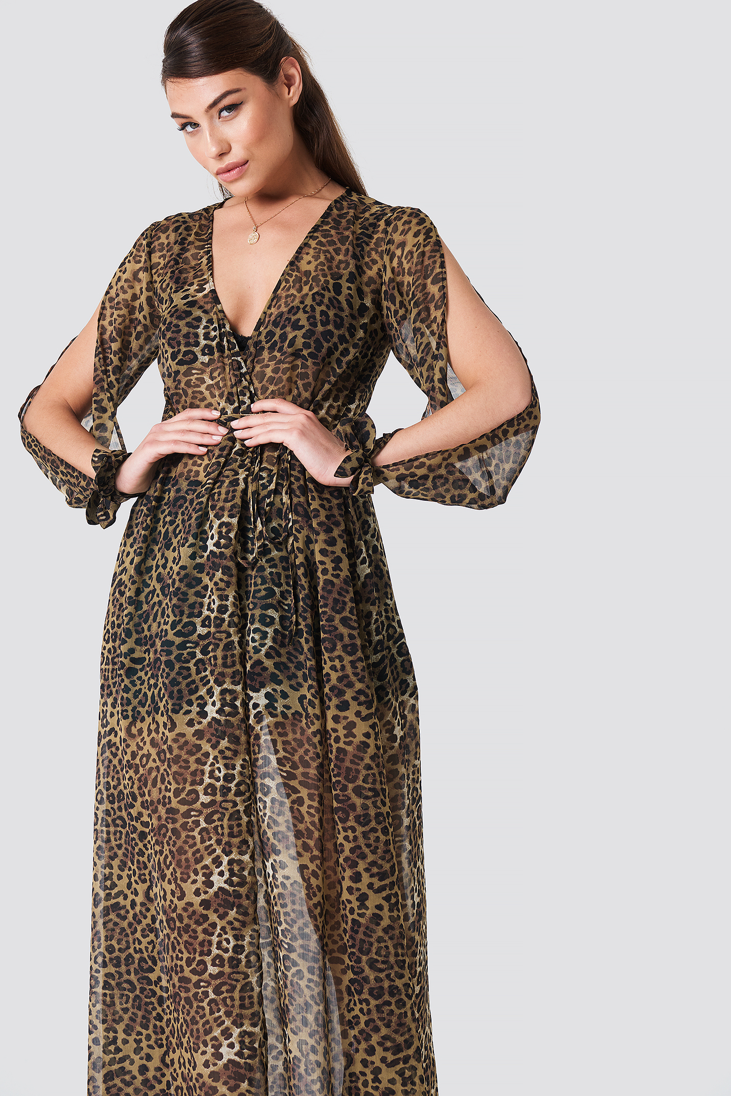 Open Sleeve Chiffon Coat Dress NA-KDLOUNGE.DE
