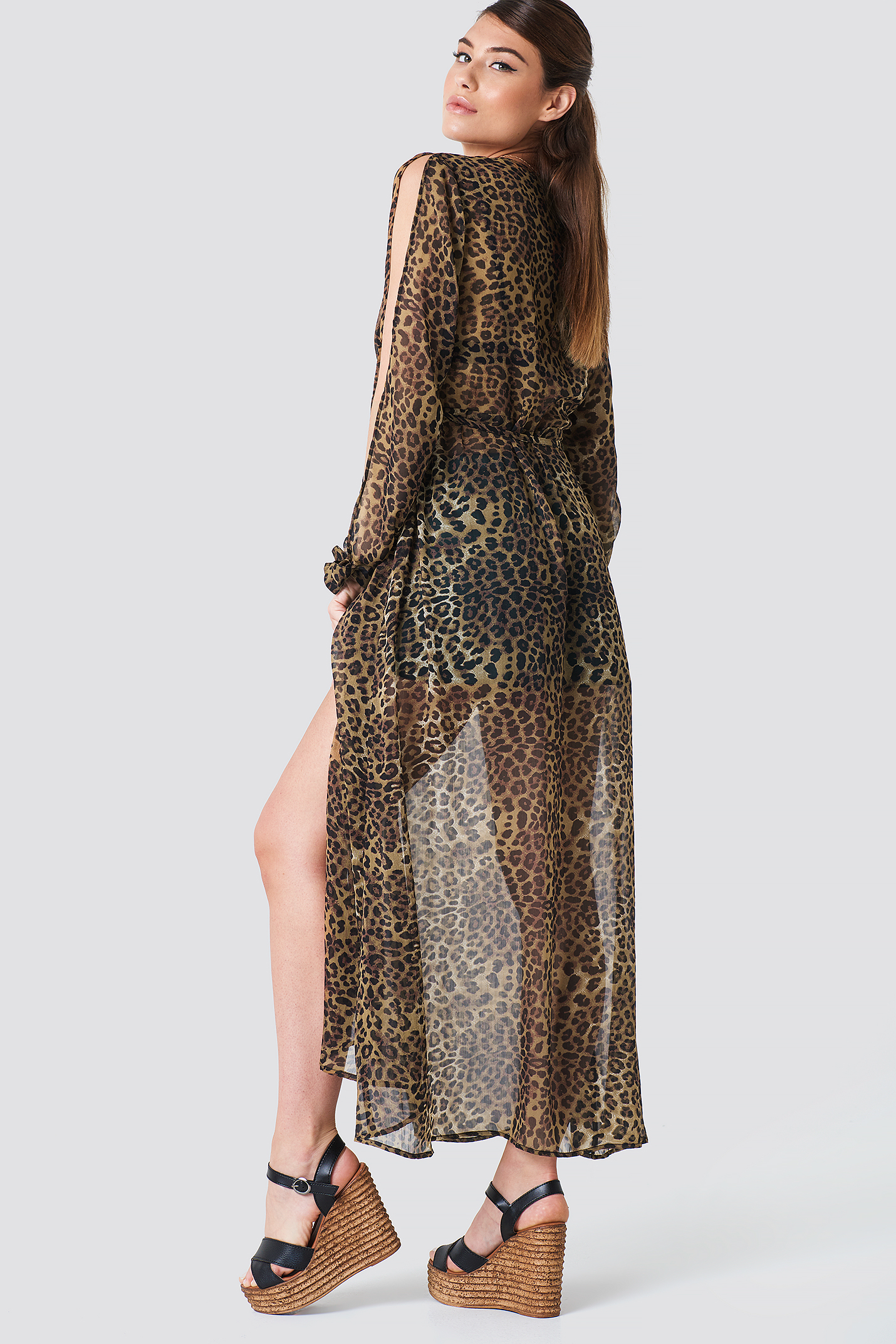 Open Sleeve Chiffon Coat Dress NA-KDLOUNGE.DE