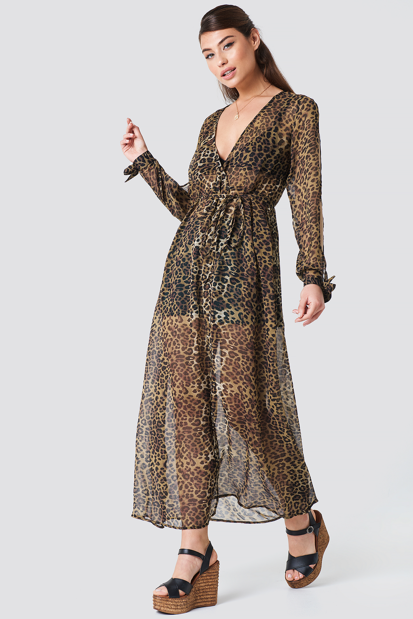 Open Sleeve Chiffon Coat Dress NA-KDLOUNGE.DE