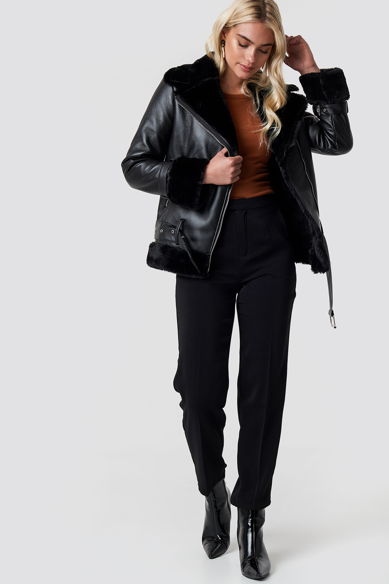 Oversized Padded Biker Jacket NA-KDLOUNGE.DE