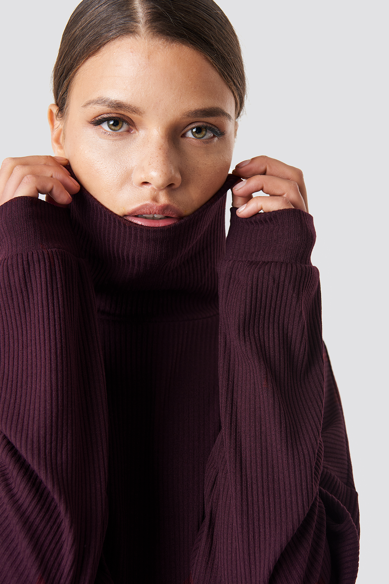 Ribbed Knitted High Neck Sweater NA-KDLOUNGE.DE