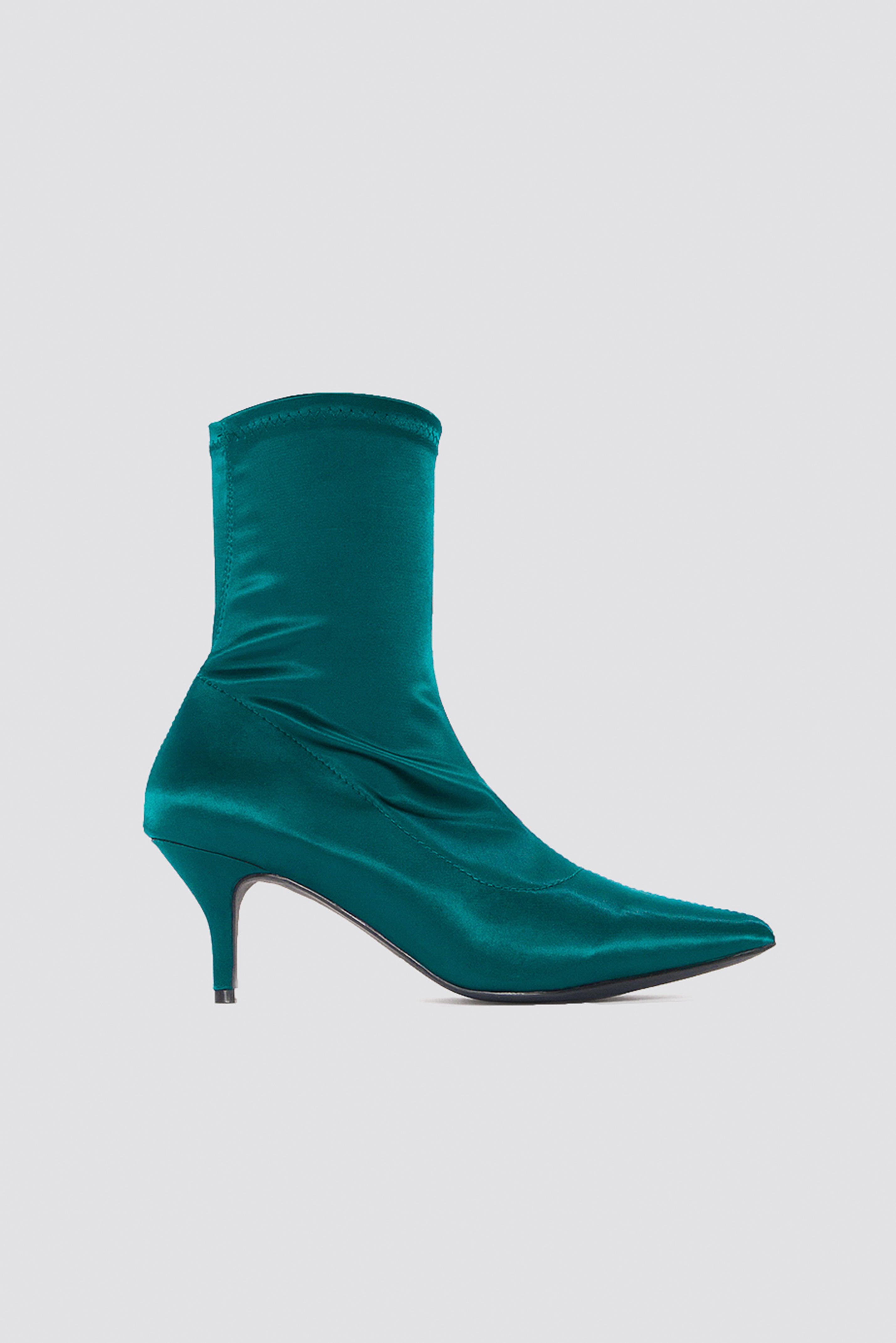 Satin Kitten Heel Sock Boots NA-KDLOUNGE.DE