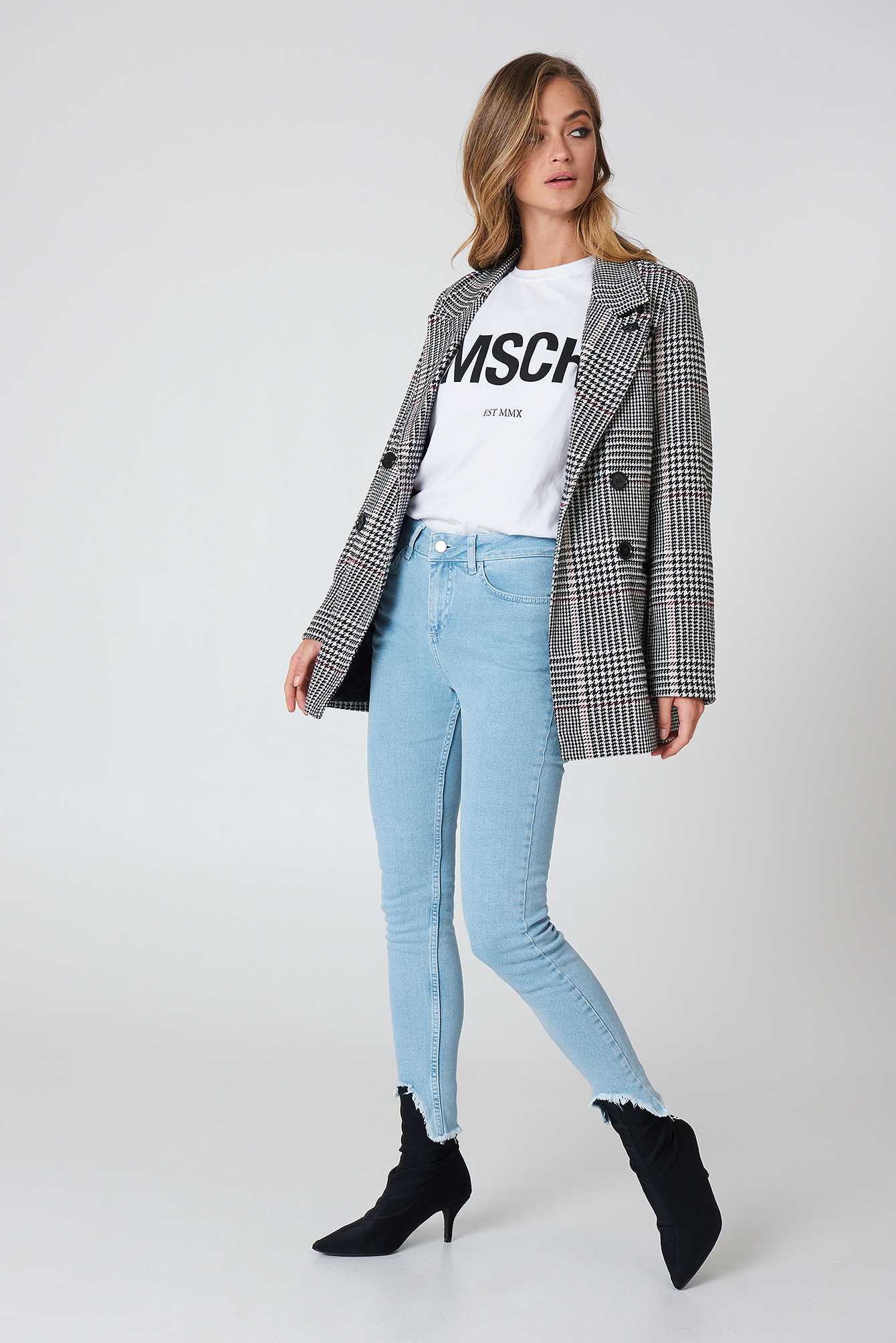 Skinny Asymmetric Hem Denim NA-KDLOUNGE.DE