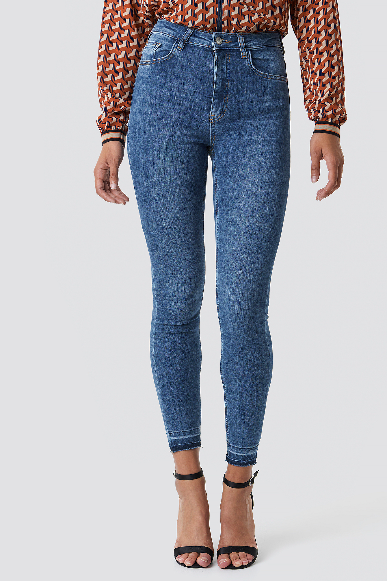 Skinny High Waist Open Hem Jeans NA-KDLOUNGE.DE