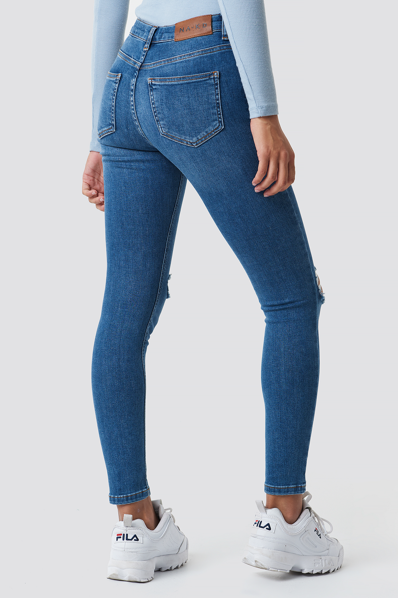 Skinny Mid Waist Destroyed Jeans NA-KDLOUNGE.DE