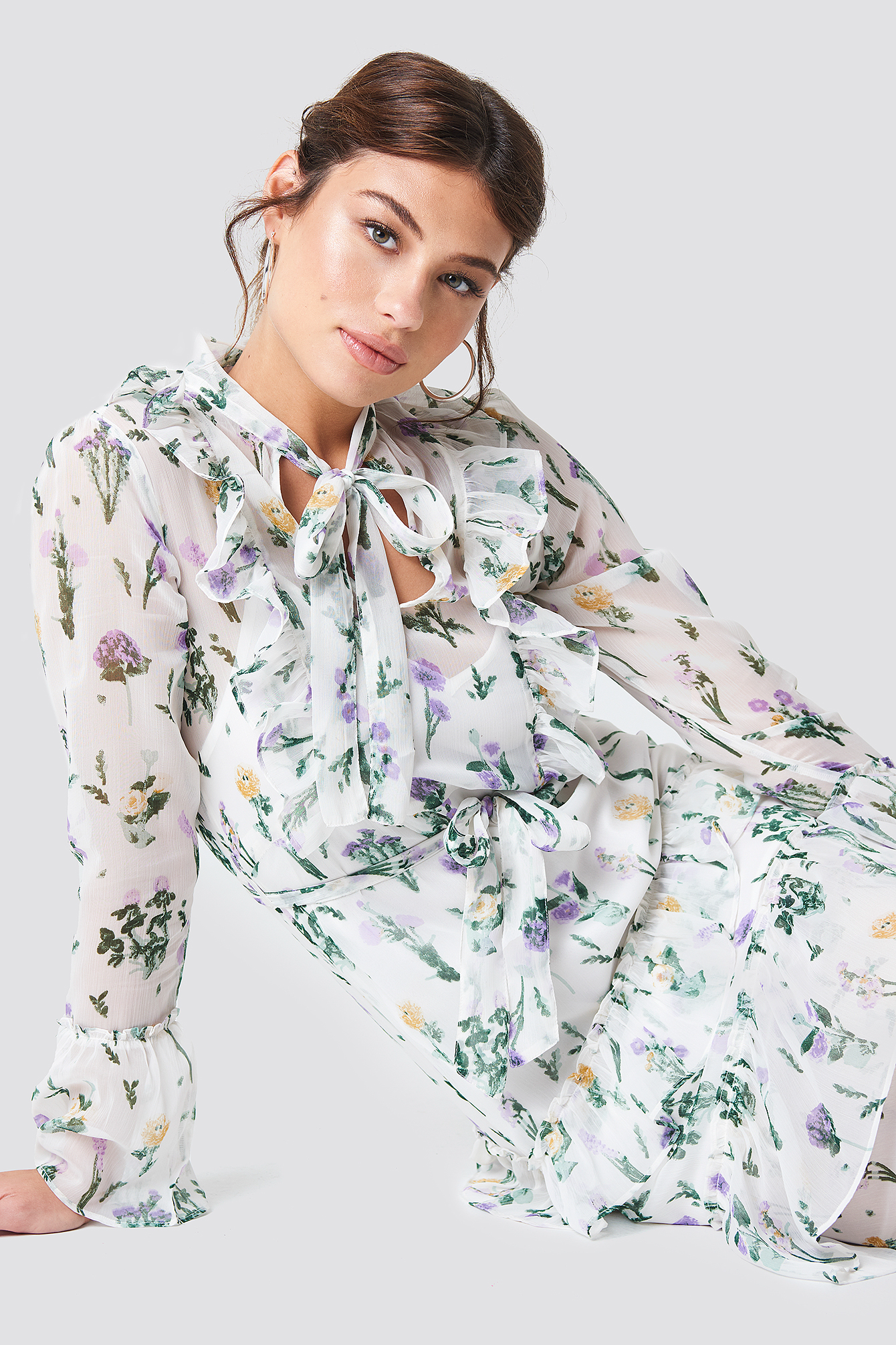 Tie Waist Ruffle Maxi Dress NA-KDLOUNGE.DE