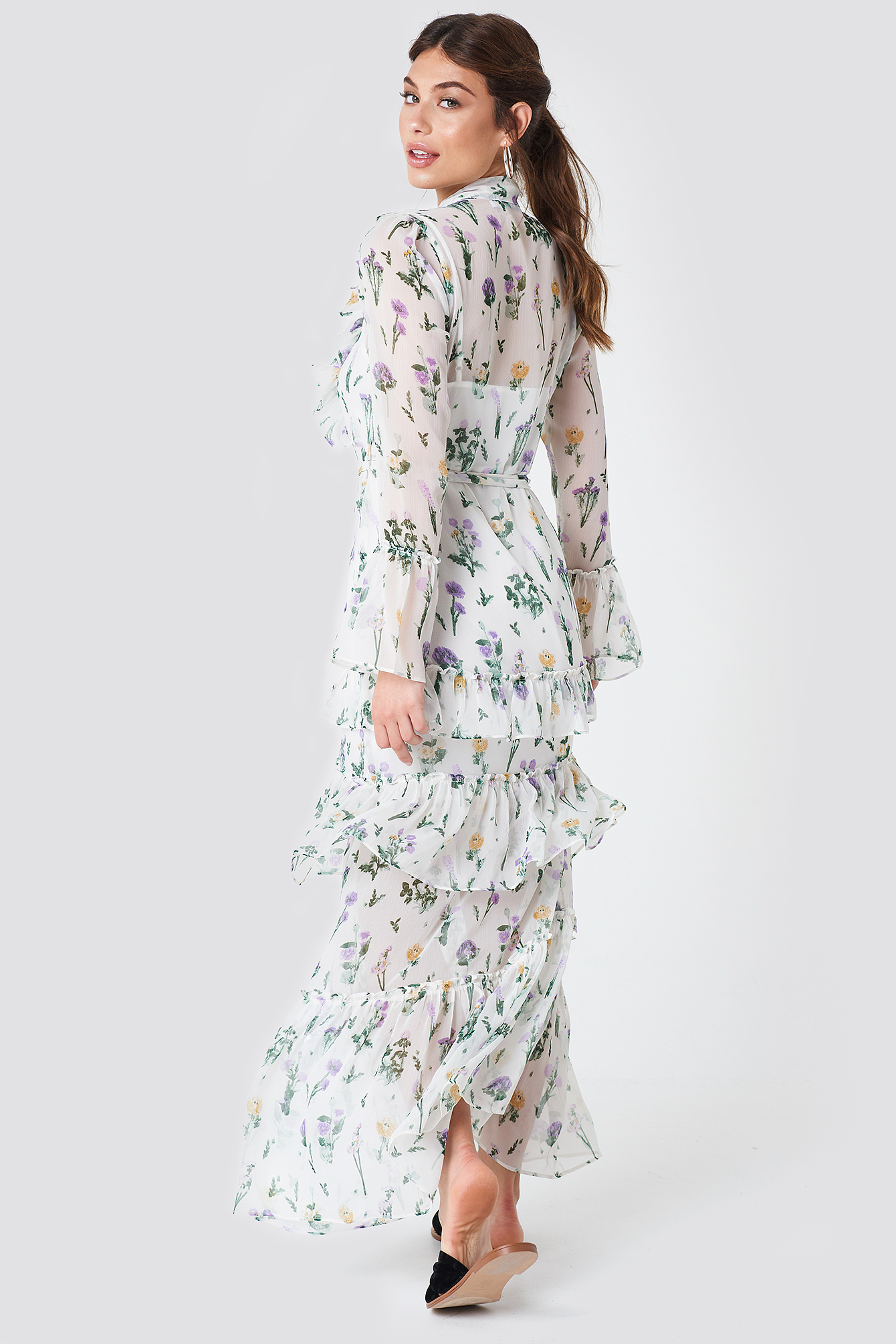 Tie Waist Ruffle Maxi Dress NA-KDLOUNGE.DE