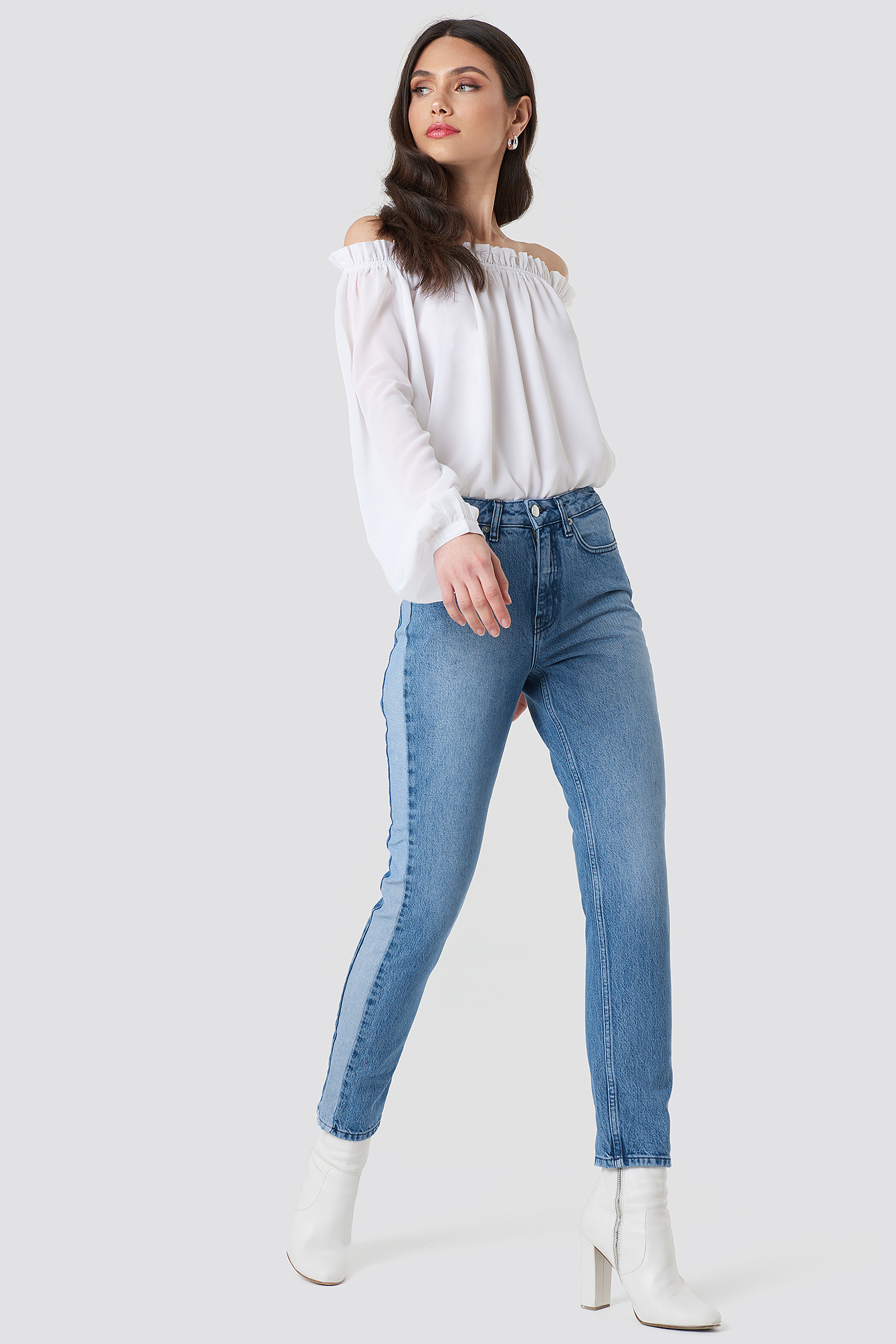 Two Tone Side Panel Jeans NA-KDLOUNGE.DE
